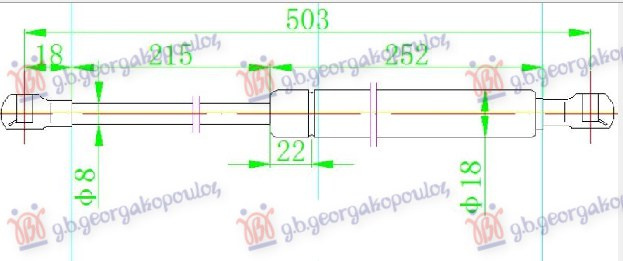 Amortizues (një) për derën e bagazhit (500L-440N)
