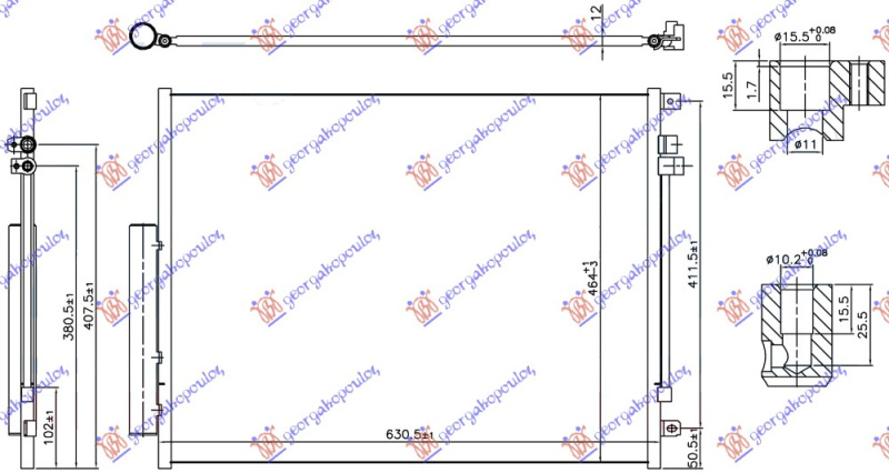 Radiator i kondicionerit të gjitha modelet dizel (marsh automatik) (631x464x12)