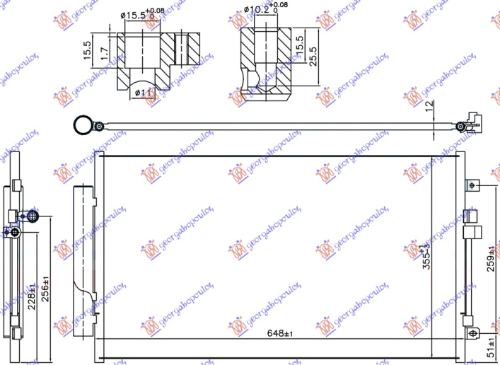 Radiator i kondicionerit të gjitha modelet dizel (marsh manual) (648x355x12)