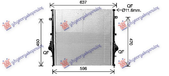 Radiator për motor 2.2 dizel (marsh automatik) (540x543x16)