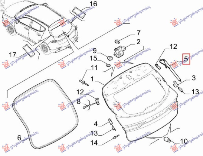 Amortizator për (një) për derë elektrike bagazhi (Origjinal)