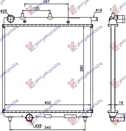 Radiator për motor 1.4 benzinë (marsh automatik) (380x390)
