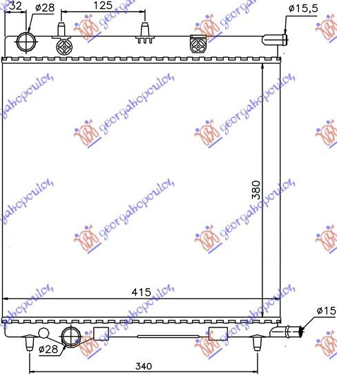 Radiator për motor 1.1-1.4-1.6 benzinë (380x390)
