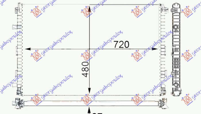 Radiator shtesë për motor 3.0 TFSi benzinë - 3.0 TDi dizel (720x480x26)