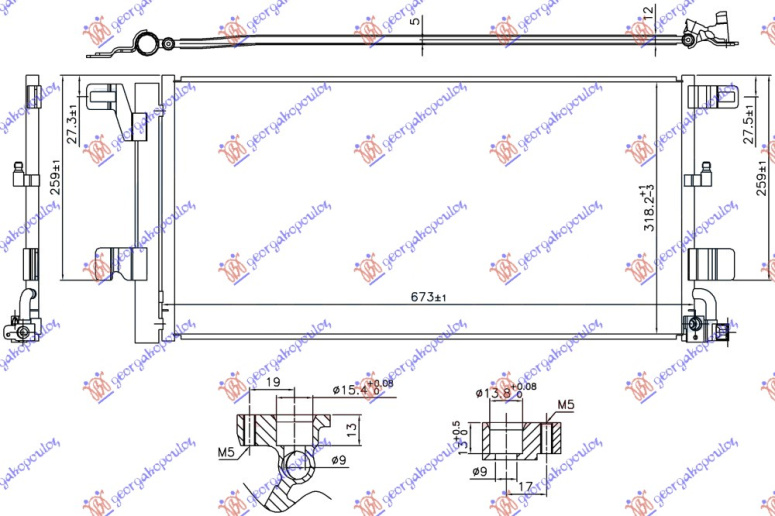 Radiator i kondicionerit 1.4 TFSI/S4/RS4 benzinë 2.0/3.0 TDi dizel (673x318x12)