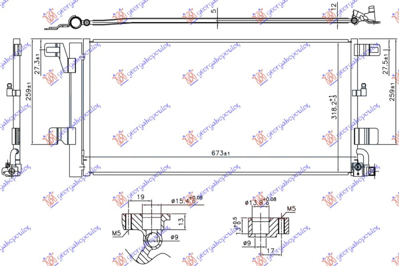 Radiator i kondicionerit 1.4 TFSI/S4/RS4 benzinë 2.0/3.0 TDi dizel (673x318x12)