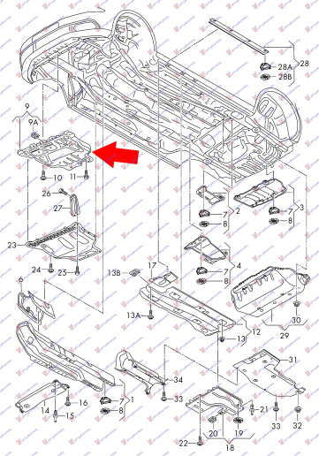 Mbrojtje/kapak nën motor i madh (dizel)