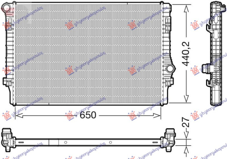Radiator për motor benzinë 1.8TFSi (132KW) /S3 2.0TFSi (221KW) (650x450x34) (MAHLE BEHR)