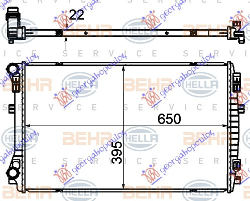 Radiator për motor 1.5 TFSi benzinë (650x400) (MAHLE BEHR)