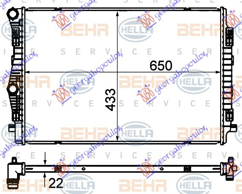 Radiator për motor 1.5 TFSi//hibrid benzinë - 2.0 TDI dizel (650x445) (MAHLE BEHR)