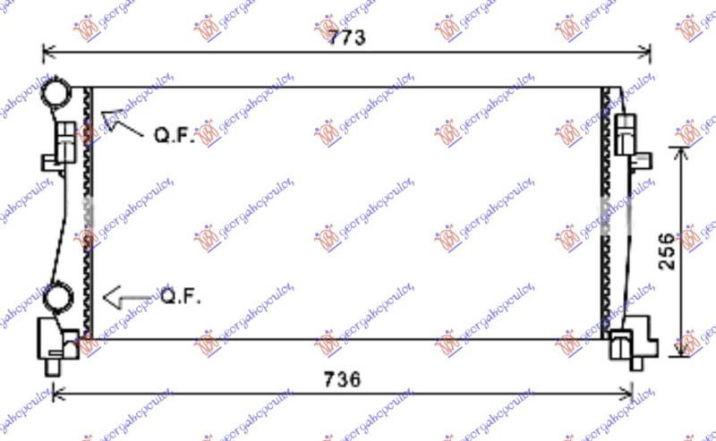Radiator për motor 1.2 TFSi benzinë - 1.6 TDi dizel (650x325x24)