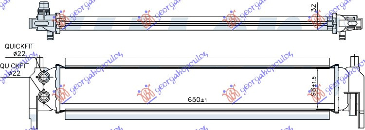 Radiator shtesë për motor 1.2 TFSi benzinë - 1.6 TDi dizel (650x98x32)