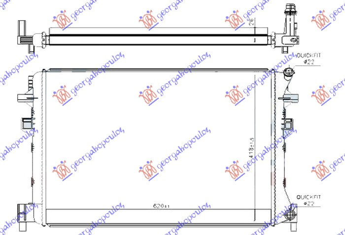 Radiator shtesë për motor 1.5 TFSI benzinë - 2.0 TDI dizel (620x410x26)