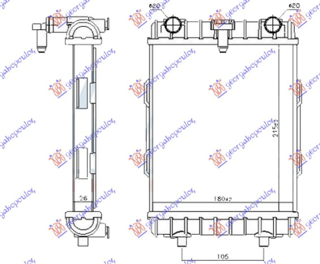 Radiator shtesë për motor 2.0 TFSi - S3 benzinë (215x180x26)