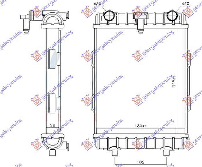 Radiator shtesë për motor 2.0 TFSi - S3 benzinë (215x180x26)
