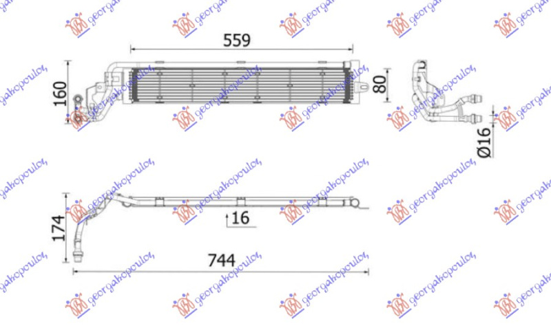 Radiator shtesë për motor 1.4 benzinë/hibrid (551x82) (MAHLE BEHR PREMIUM LINE)