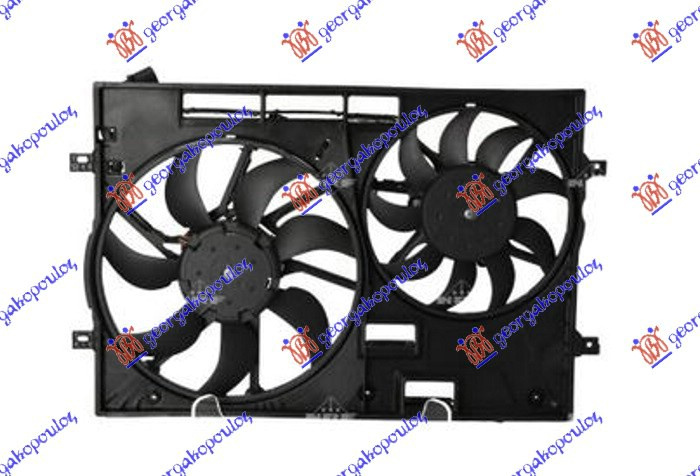 Ventilator komplet (dopio) 2.0 benzinë (370/295mm) (4 pinë)