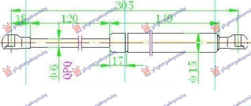Amortizues (një) për derën e bagazhit (305L-130N)