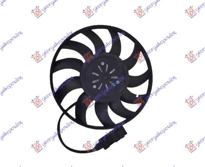 Ventilator (Motor + helikë) benzinë - dizel (380mm) (400W) (i majtë)