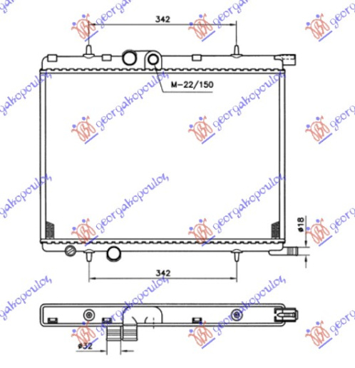 Radiator për motor 1.6cc (me/pa kondicioner) (38x55x1.8)