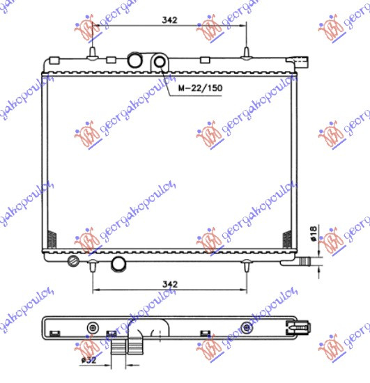 Radiator për motor 1.6cc (me/pa kondicioner) (38x55x1.8)