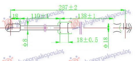 Amortizues (një) për kofano (287L-520N)