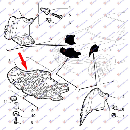 Mbrojtje/kapak nën motor