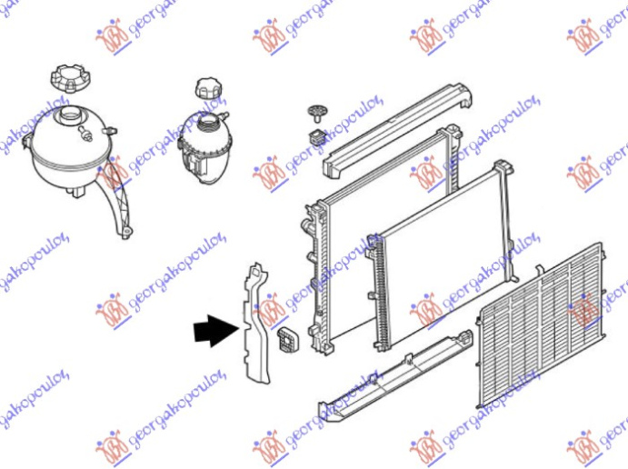 Mbulues për radiator për motor plastik vertikal