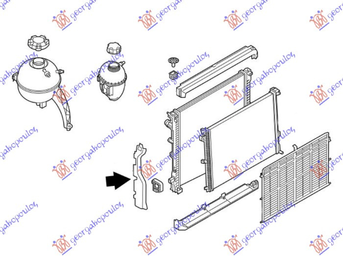 Mbulues për radiator për motor plastik vertikal