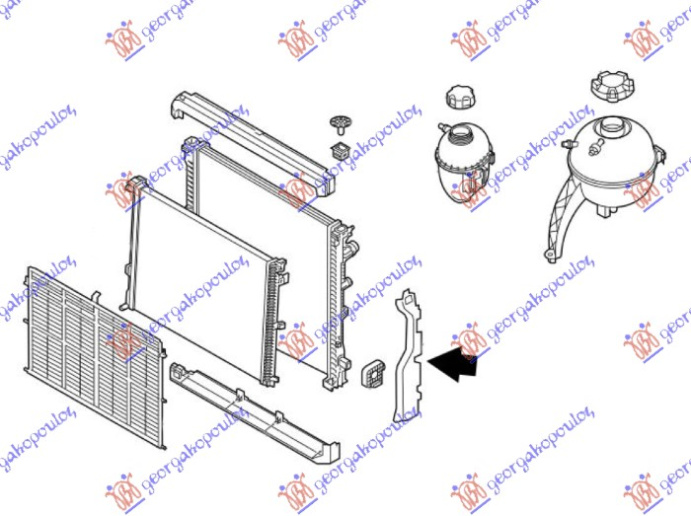 Mbulues për radiator për motor plastik vertikal