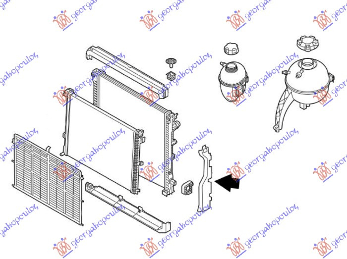 Mbulues për radiator për motor plastik vertikal