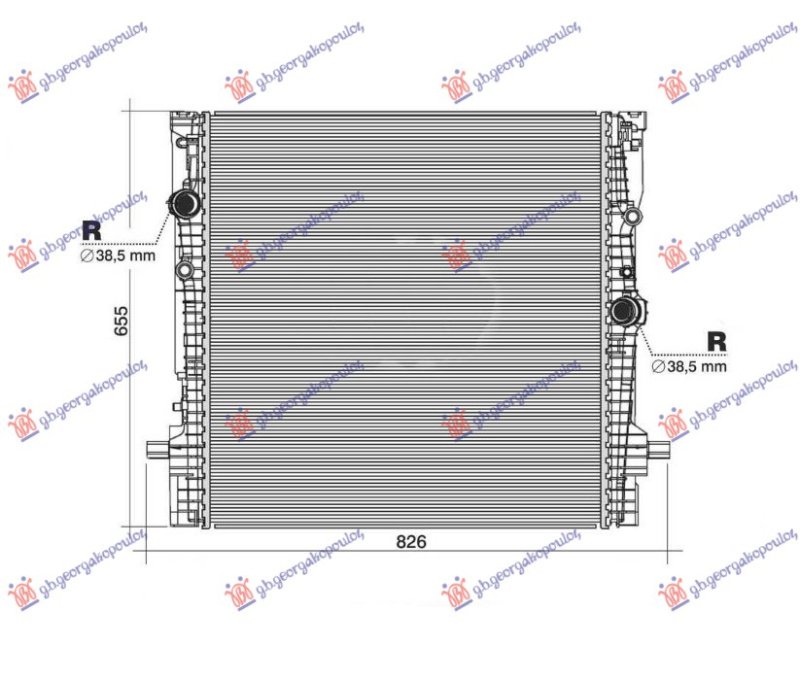 Radiator për motor 3.0 hibrid- benzinë (625x619x32)