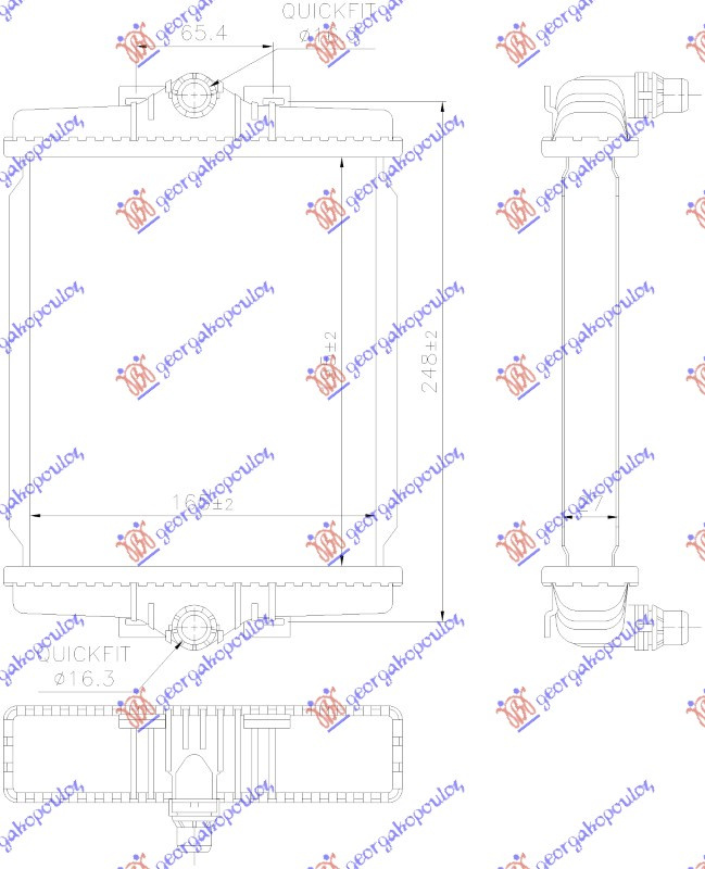 Radiator shtesë për motor 3.0 benzinë (195x165) (KOYO)