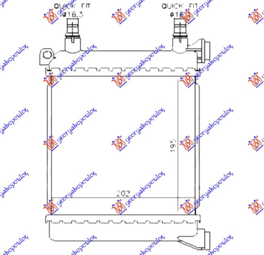 Radiator shtesë për motor 1.5-2.0 benzinë (202x195)