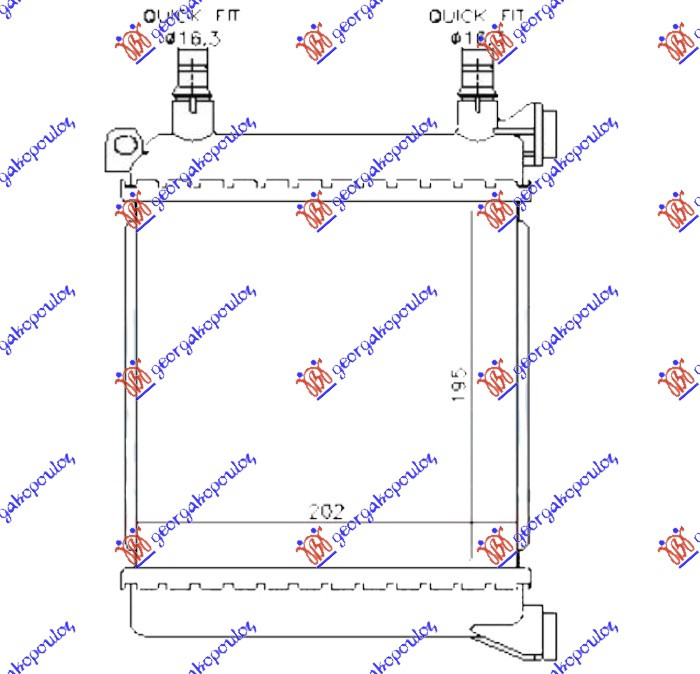 Radiator shtesë për motor 1.5-2.0 benzinë (202x195)