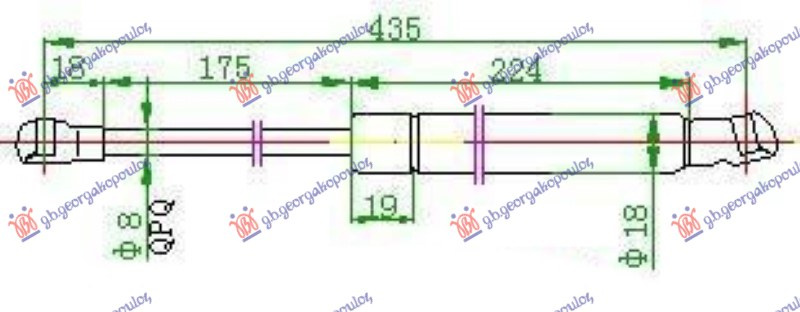 Amortizues (një) për derën e bagazhit (436L-370N)