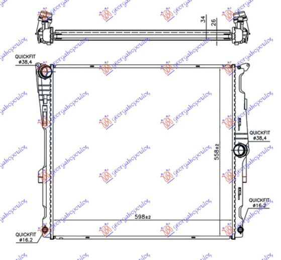 Radiator për motor 3.0 (28ix KIN N52B30) benzinë (marsh automatik) (600x560x26)