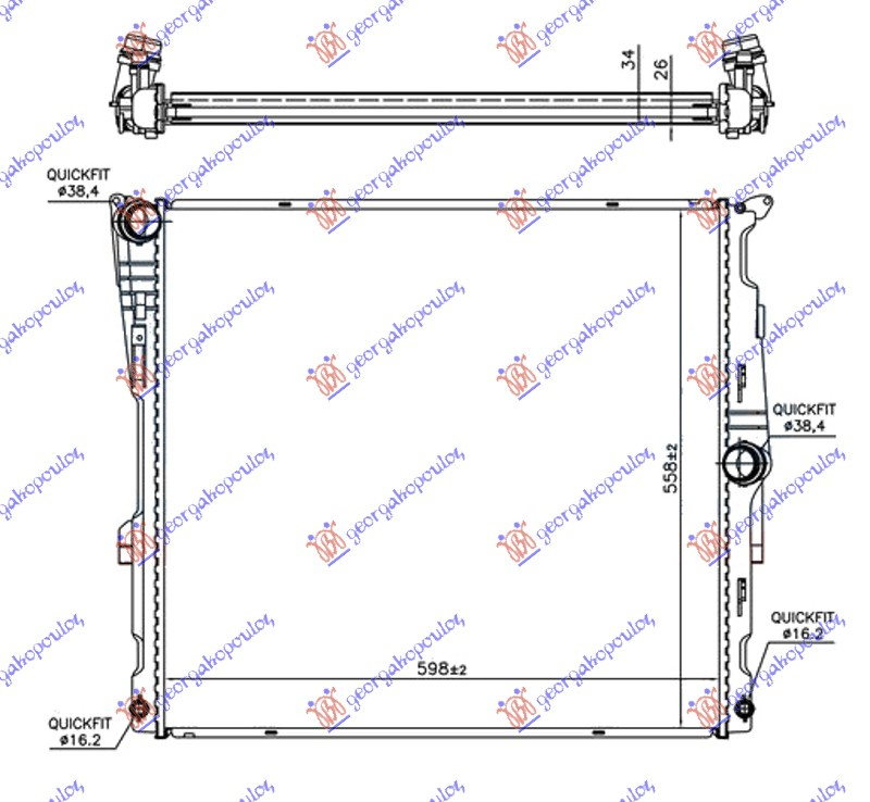 Radiator për motor 3.0 (28ix KIN N52B30) benzinë (marsh automatik) (600x560x26)
