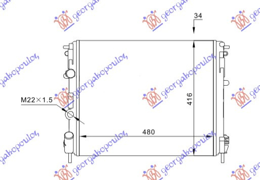 Radiator për motor benzinë/dizel (48x41) me pompë pa tuba