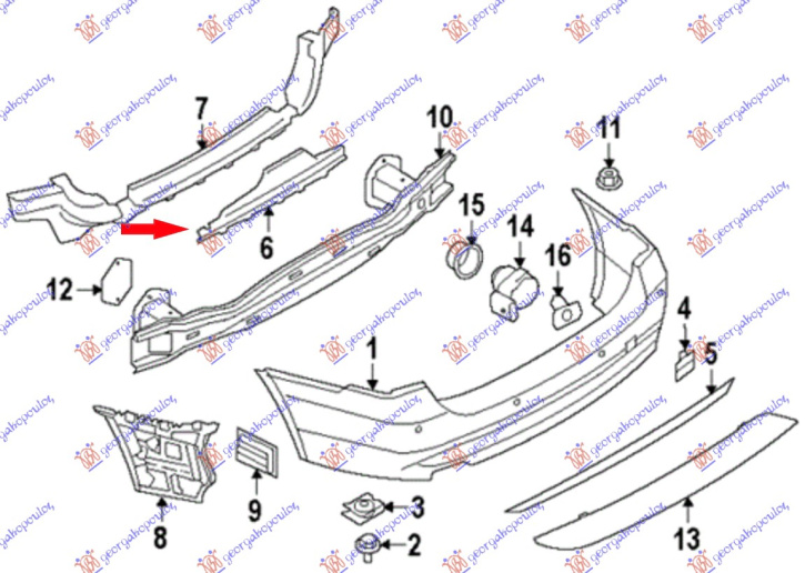 Shinë/bazë në parakolpin e pasëm plastik i poshtëm (M-SPORT) sedan/karavan