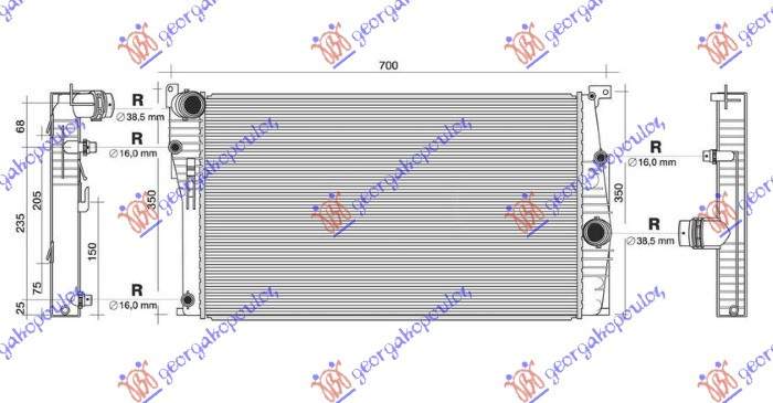 Radiator për motor 3.0 (330d) dizel (marsh automatik) (600x330x26) 3 tuba