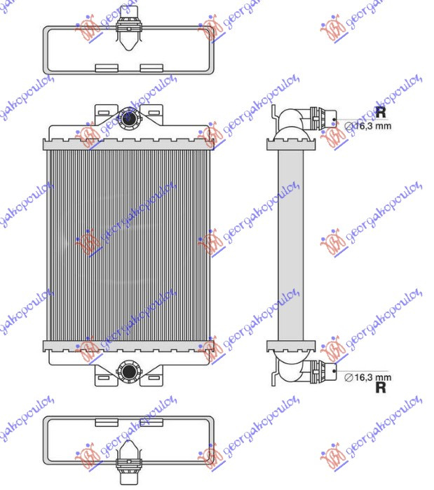 Radiator shtesë për motor benzinë/dizel (185x156x26)