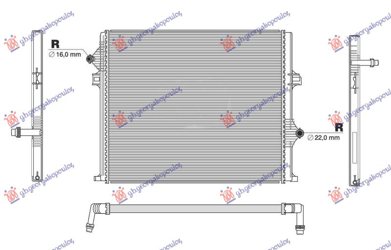 Radiator shtesë për motor 2.0-3.0 benzinë (567x478x26)
