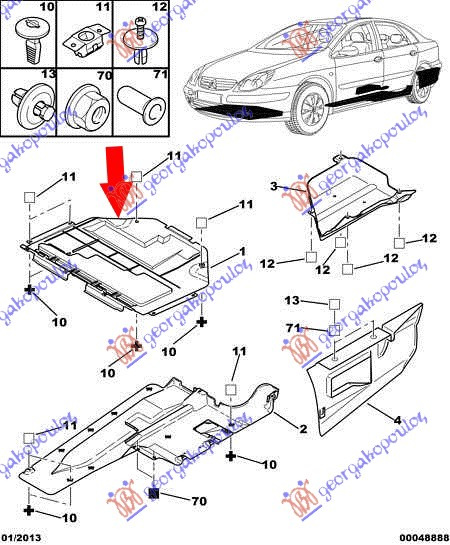 Mbrojtje/kapak nën motor plastik benzinë