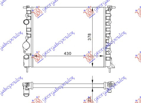 Radiator për motor benzinë (pa kondicioner) (43x38) pa pompë
