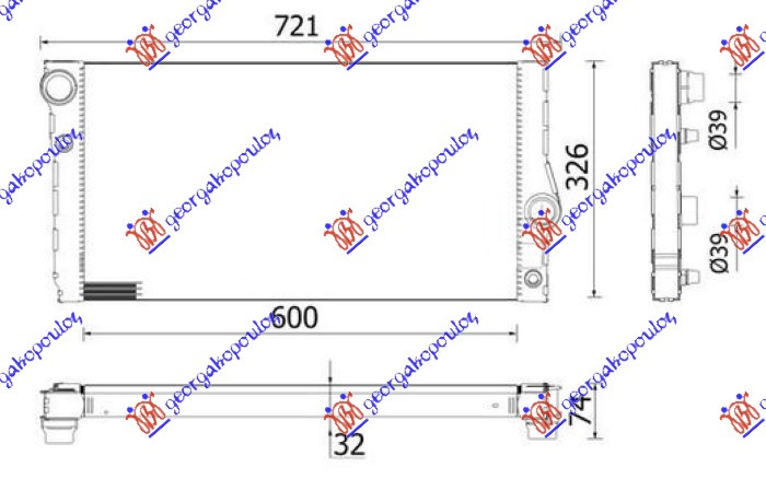 Radiator për motor 3.0 benzinë/dizel (600x326) (MAHLE BEHR PREMIUM LINE)