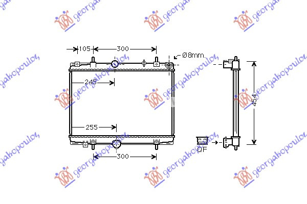Radiator për motor 2.0 benzinë/dizel (marsh automatik) (me/pa kondicioner) (38x56)