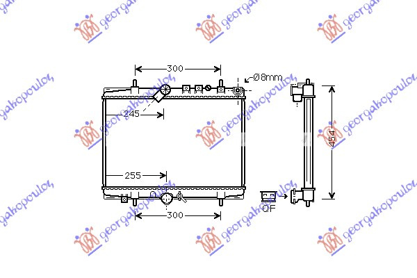 Radiator për motor 2.0 16v HPI benzinë - 2.2 HDI dizel (me/pa kondicioner) (marsh manual) (380x544)