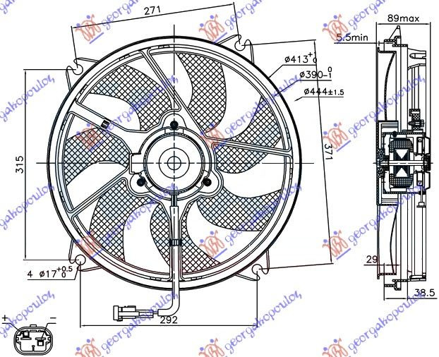 Ventilator komplet benzinë/dizel (38cm)