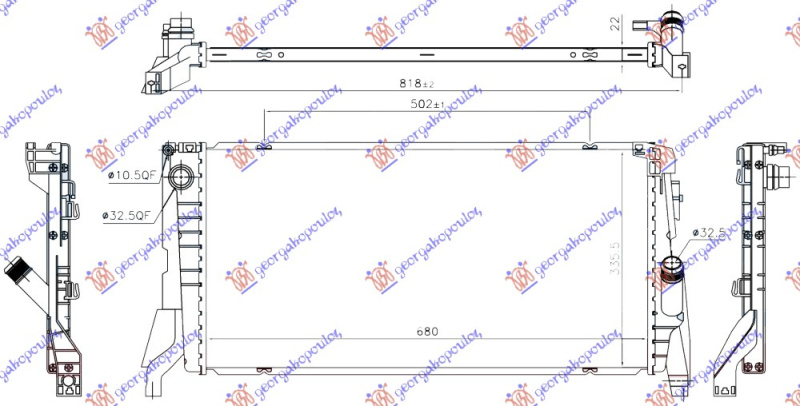 Radiator për motor 1.5 (18i) (marsh manual) benzinë (680x330x22)